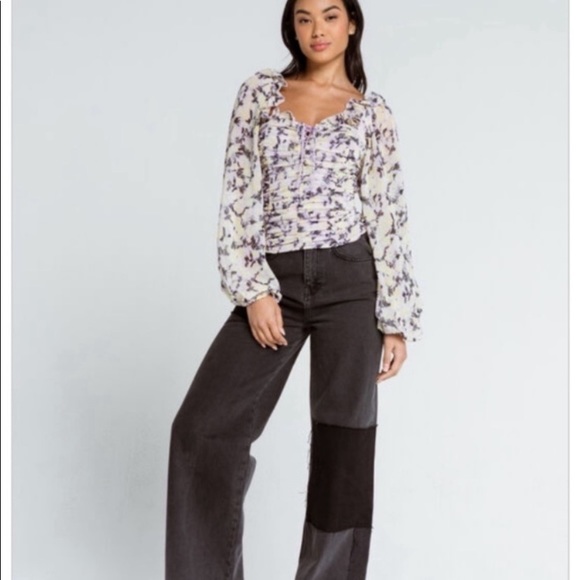 FREE PEOPLE Mabel Blouse Lilac XSmall NWT - Picture 4 of 7